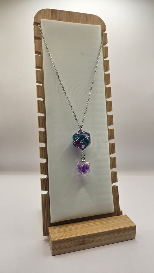 Necklace D20 Glitter blue/purple Dome
