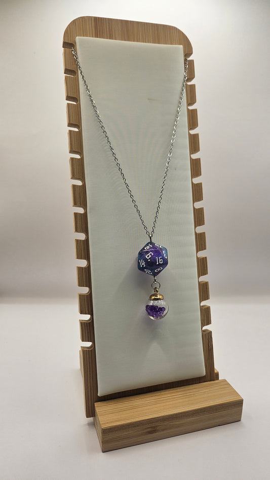 Necklace D20 Glitter blue/purple Sphere