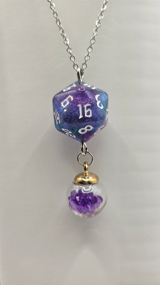 Necklace D20 Glitter blue/purple Sphere