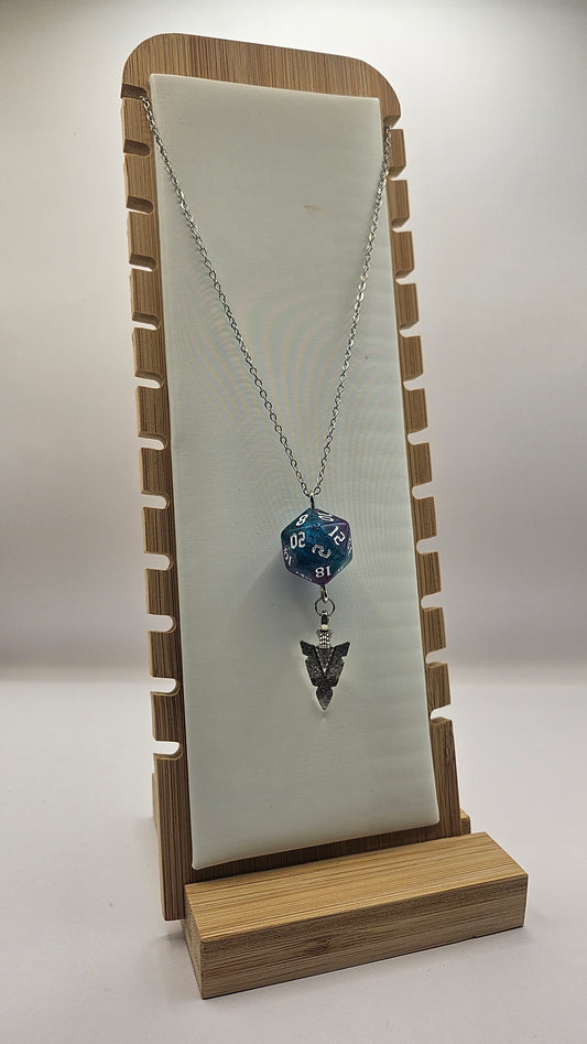 Necklace D20 Glitter blue/purple Spear point