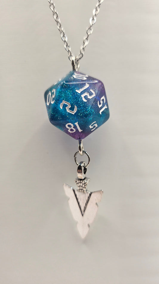 Necklace D20 Glitter blue/purple Spear point