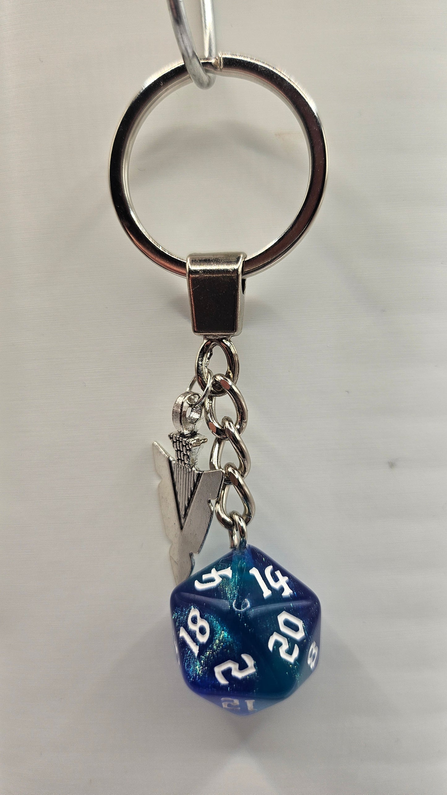 Keychain Glitter blue/green Spear point