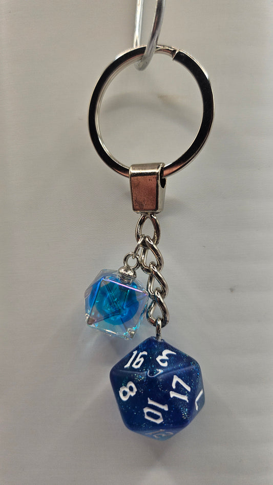 Keychain Glitter blue/green Dome