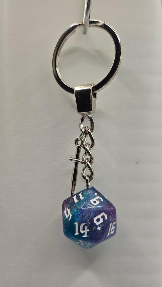 Keychain Glitter Blue/purple Dagger