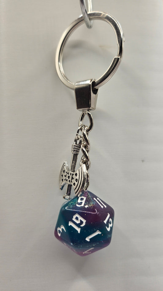 Keychain Glitter Blue/purple Axe