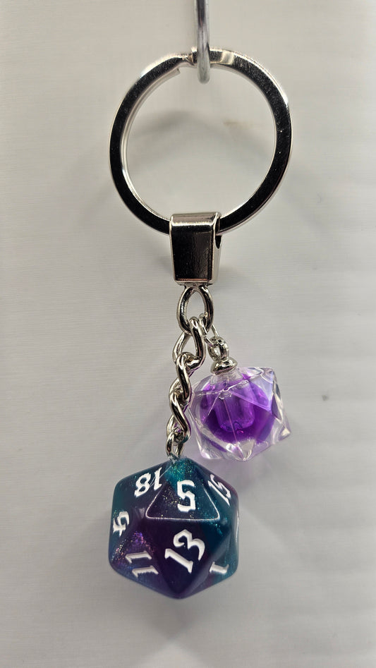 Keychain Glitter Blue/purple Dome