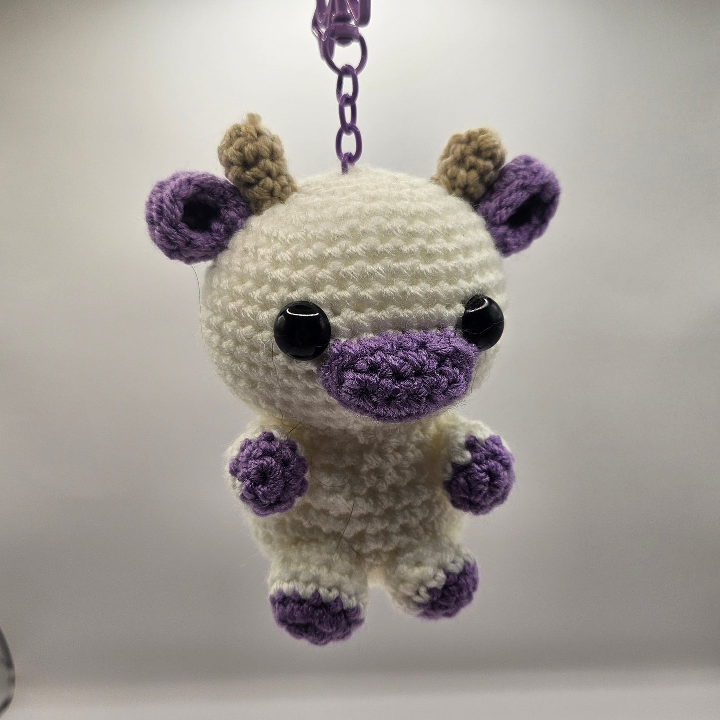 Crochet keychain cow lilac