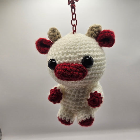 Crochet keychain cow red