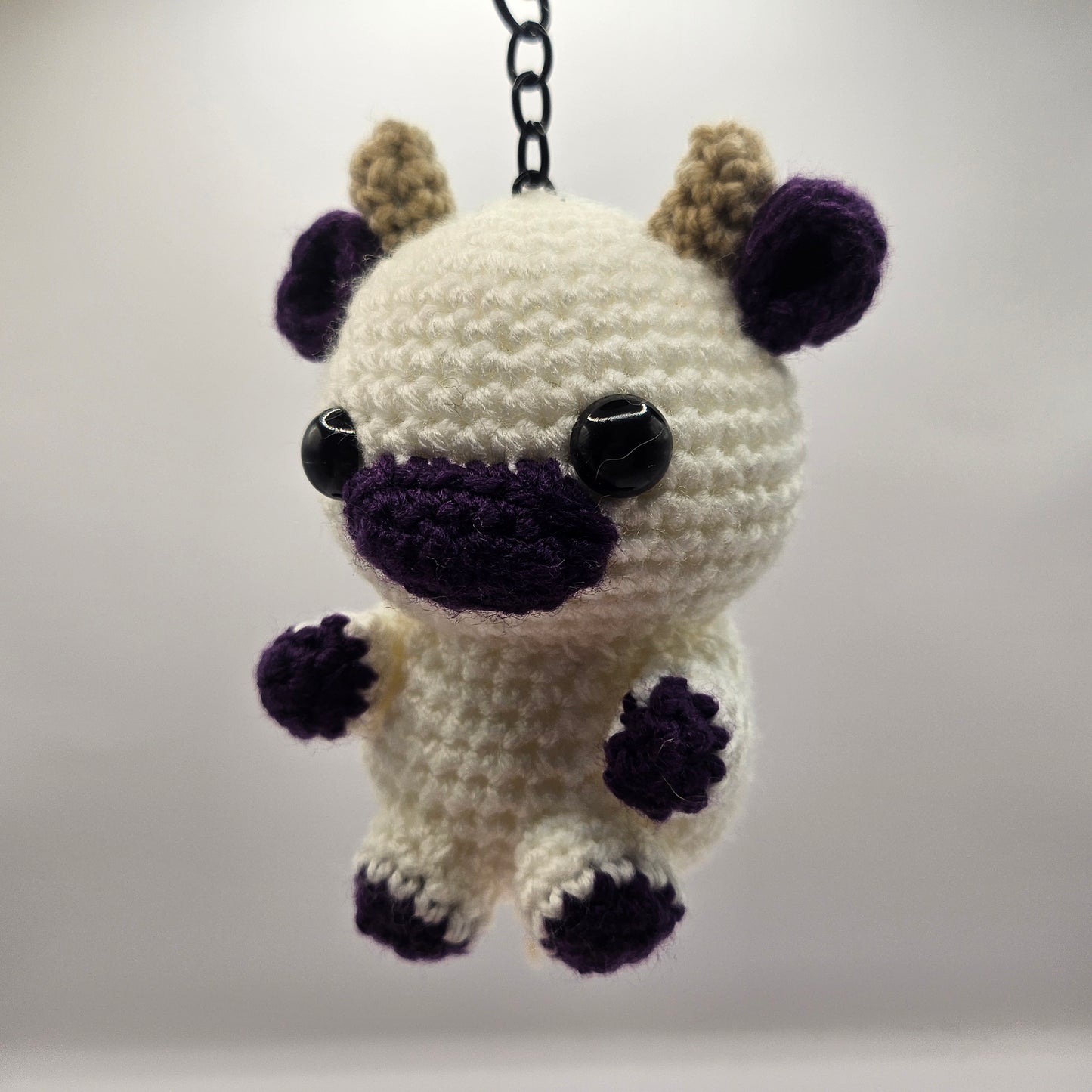 Crochet keychain cow dark purple