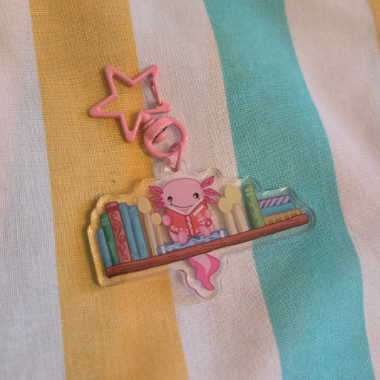 Acrylic keychain Axolotl bookshelf